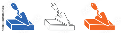 Tiler trowel icon. vector tiler trowel vector icon for web design isolated on white background.Trowel applying mortar between tiles,Tile Trowel with Square Notches, black isolated silhouette
