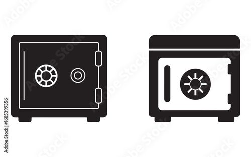 Two different styles of safes vector illustration depicting security and protection in a clean modern design