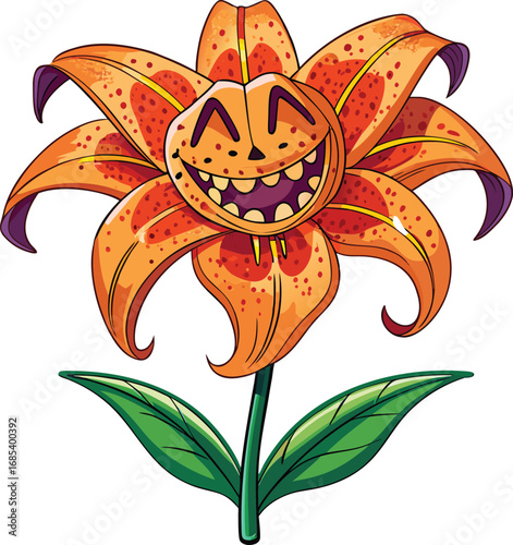 Haunted Lily Halloween Happy Orange Lily Flower