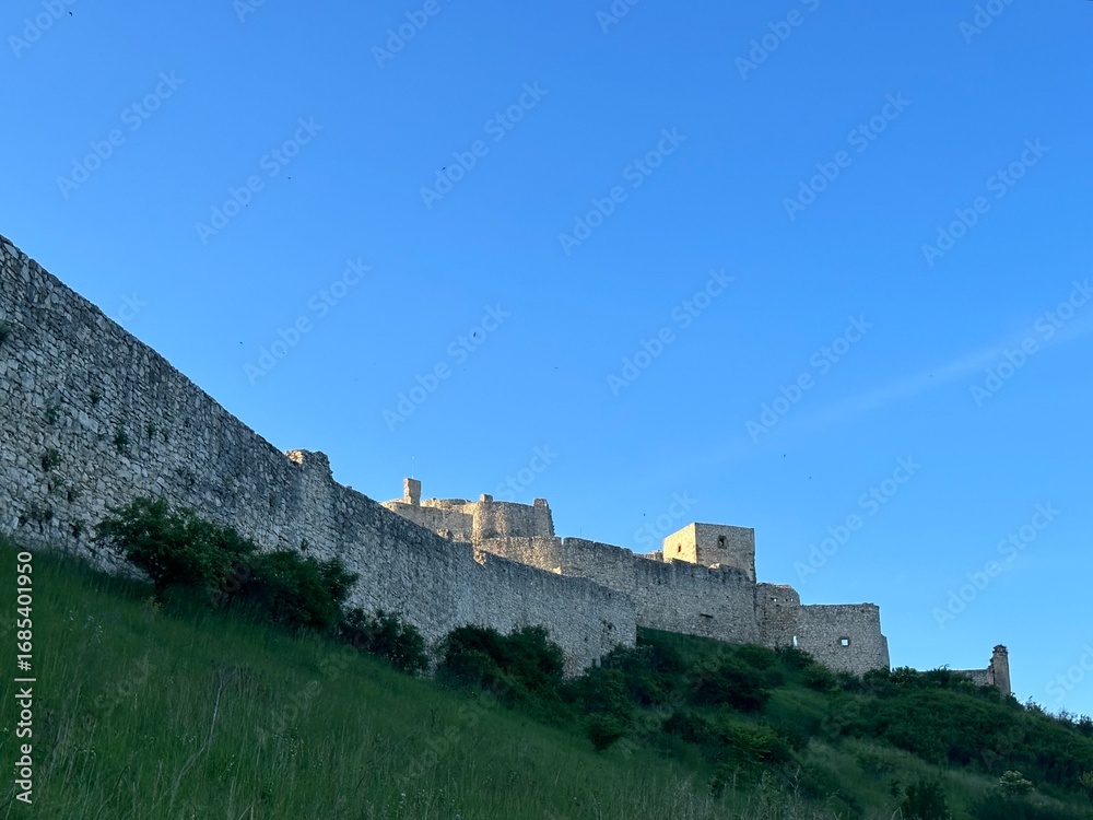 Obraz premium Majestic medieval fortress Spiš Castle or Spišský hrad against the blue sky, Spišské Podhradie, Prešov, Slovakia, May 2024
