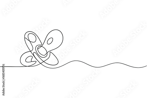 Minimalist one line drawing of a baby pacifier