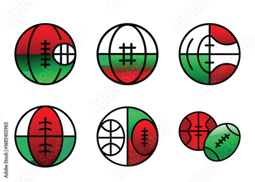 Creative and colorful representation of different sport balls in a modern style