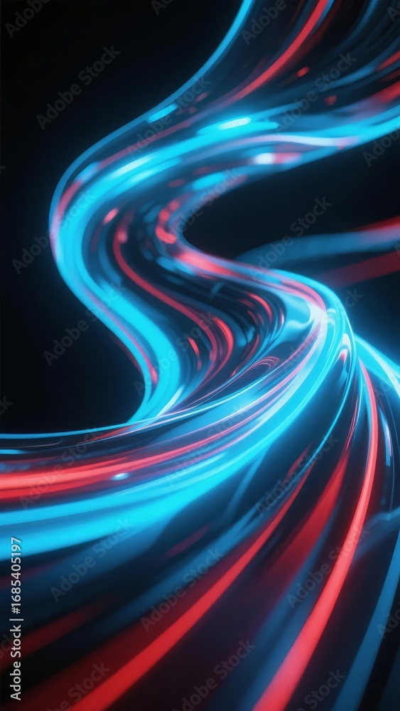 Fototapeta premium Dynamic Light Trails in Blue and Red