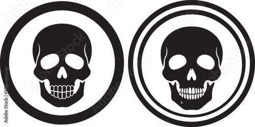 Two oval framed skull silhouettes