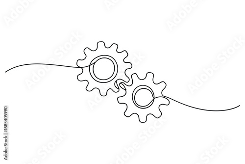Interlocking gears drawn with a single continuous line