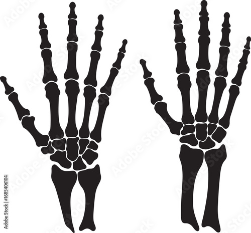 Two black skeleton hands silhouette