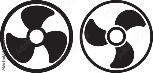 Two circular fan blades silhouette