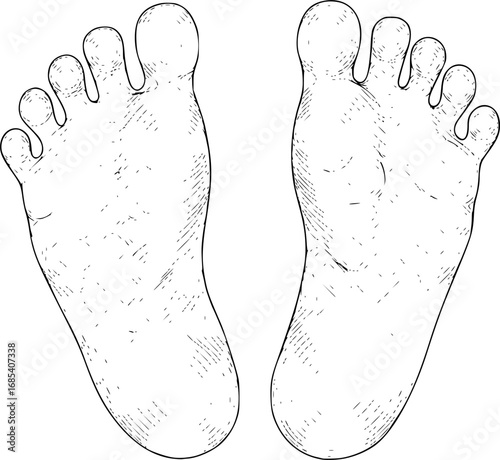 Baby foot print line art style vector illustration silhouette isolated on white background 