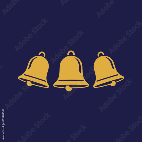 A trio of stylized golden icons, representing important alerts, festive occasions, or celebratory announcements, is elegantly arranged on a deep blue background.