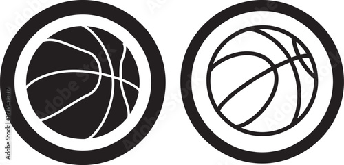 Two oval basketball silhouettes side by side