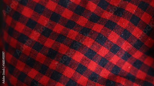 Red Plaid Pattern Fabric Close-Up background