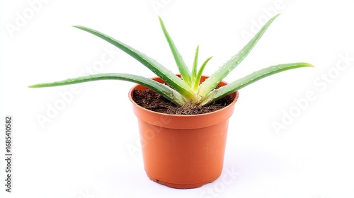 A large, healthy aloe vera plant centered on a simple white background with blank text space to highlight its vibrant colors, textures, natural charm, and appeal.