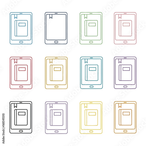 Digital Library: Modern representation of digital reading, featuring an ebook reader and a book in a line art style, suggesting accessibility, information, and education.