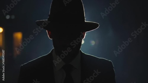 Mysterious silhouette night scene man
