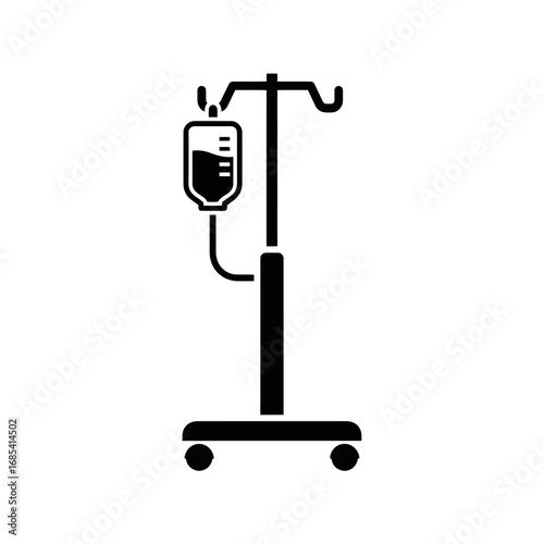 Medical iv drip stand with bag icon