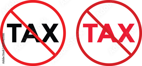 no tax icon sign. Tax free sign. tax boycott concept. duty free promotion visuals
