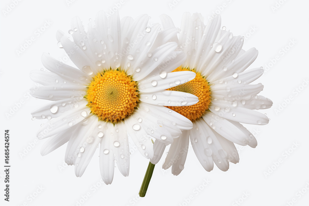 Fototapeta premium Daisy with dewdrop isolated on smooth background