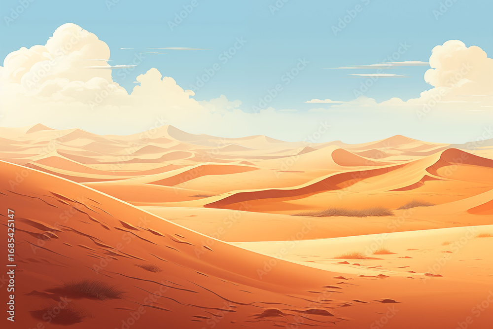 Fototapeta premium Desert landscape of lonely sand dunes