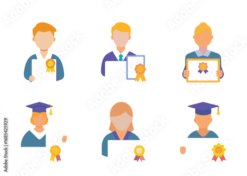 Diverse set of individuals with achievements, education, awards and certificates displayed