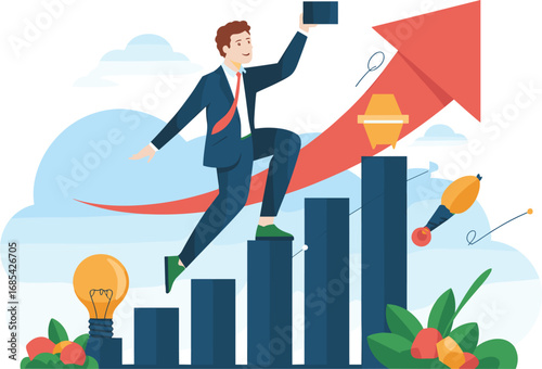 Startup Growth and Success Concept Vector Design on white background