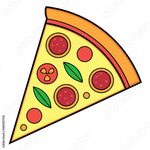 Delicious Pizza Slice: A single slice of pepperoni pizza. A culinary delight with rich ingredients. 