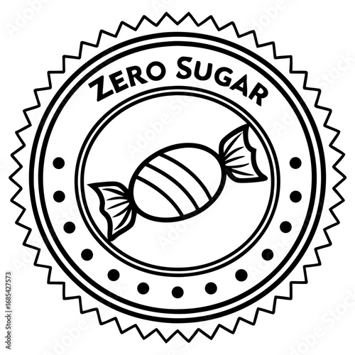 Zero Sugar Badge: A clean, minimalist design featuring a prominent Zero Sugar badge, showcasing a sugar-free sweet treat, embodying health-conscious indulgence and lifestyle.