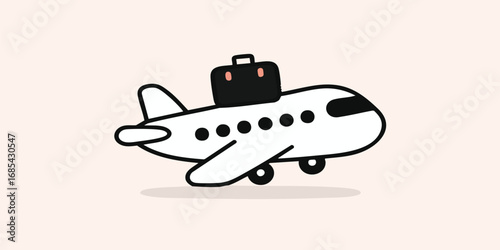 An illustrative image of an airplane with a suitcase, suggesting journey, travel, and adventure. Explore this delightful representation suitable for travel themes.