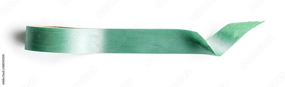 Fototapeta premium Rolled teal ombre ribbon on white background