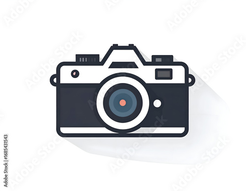Flat vector illustration of a modern camera on a white background