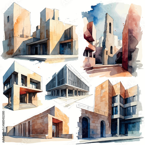 Architectural Watercolor Rendering Styles - Multiple Approaches to Building Illustration