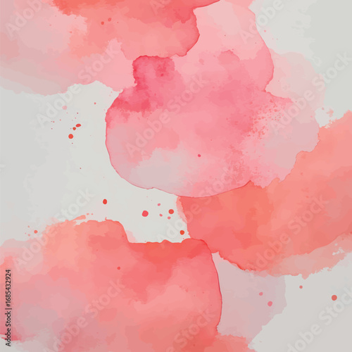 Delicate Pink and Coral Watercolor Washes on Raw Canvas. Minimalist Elegant Composition with Subtle Color Transitions and Soft Edges.