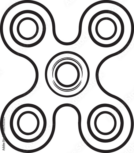 Fidget Spinner Toy Silhouette | Black Vector Illustration Design