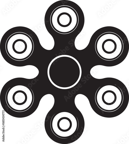 Fidget Spinner Toy Silhouette | Black Vector Illustration Design