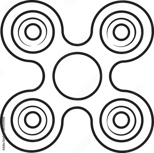 Fidget Spinner Toy Silhouette | Black Vector Illustration Design