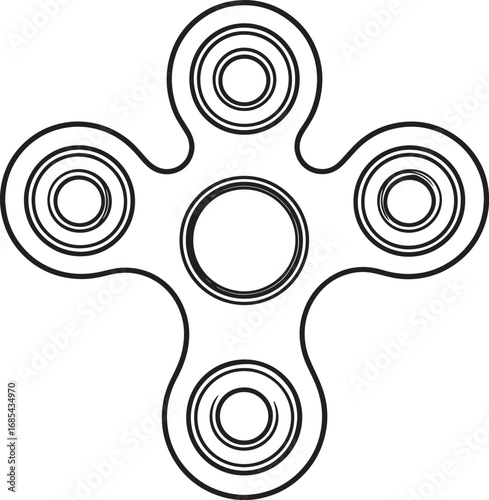 Fidget Spinner Toy Silhouette | Black Vector Illustration Design