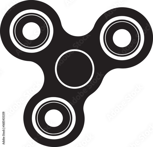 Fidget Spinner Toy Silhouette | Black Vector Illustration Design
