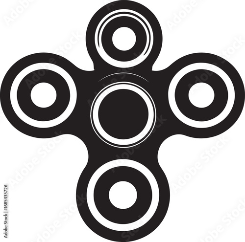 Fidget Spinner Toy Silhouette | Black Vector Illustration Design