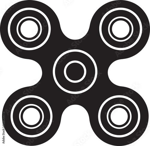Fidget Spinner Toy Silhouette | Black Vector Illustration Design