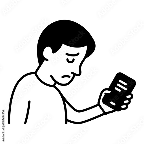 Icon of a man getting bad news via smartphone