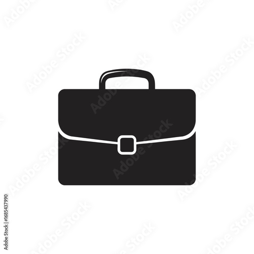 Black briefcase silhouette isolated on white background