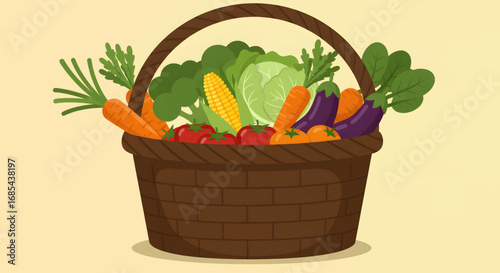 Basket of fresh vegetables from the garden