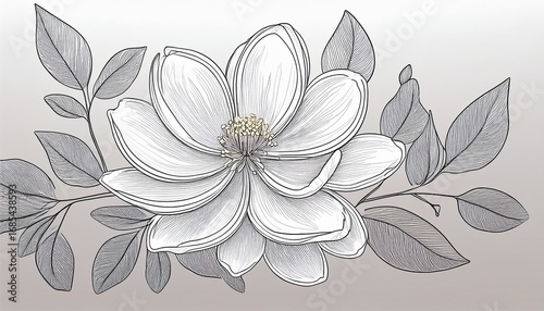 delicate line art of a single blossom and leaves