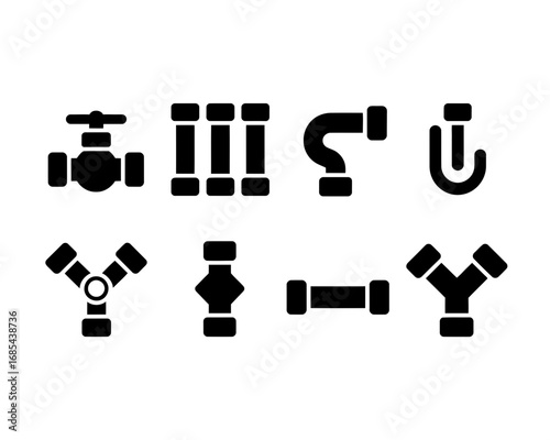 Set of scalable plumbing pipe fittings icons vector illustration eps vector