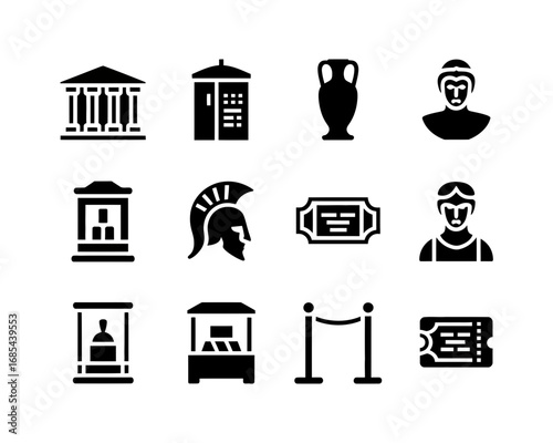 Collection of ancient greek culture icons vector illustration set for museum and history themes vector