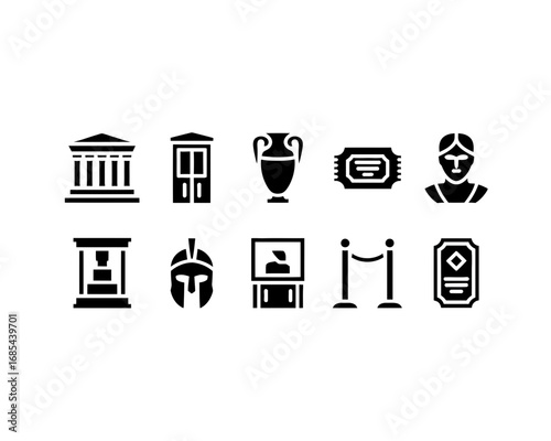 Set of 10 museum and art gallery themed vector icons for scalable digital design vector