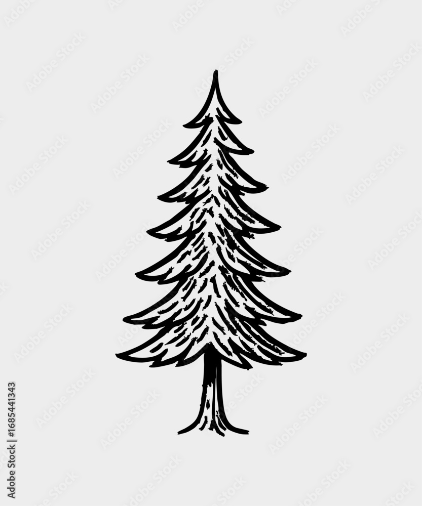 Fototapeta premium Hand drawn christmas illustration collection - Pine tree