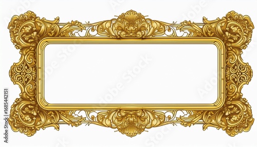 antique gold frame isolated on white background