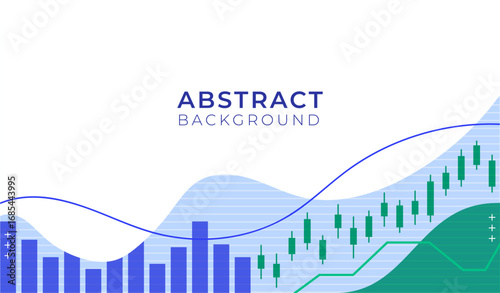 Abstract Financial Growth Background with Wavy Chart and Candlesticks. The concept for economics, finance, statistics and consulting concepts. Editable template vectors