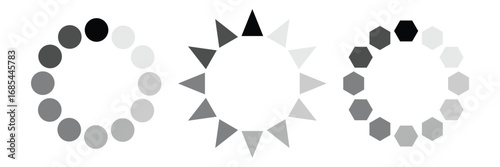 Set of vector loading icons collection. Loading progress flat style sign, symbol web design. Set of loader collection isolated on white background. Simple loading for use in web, app and interface.