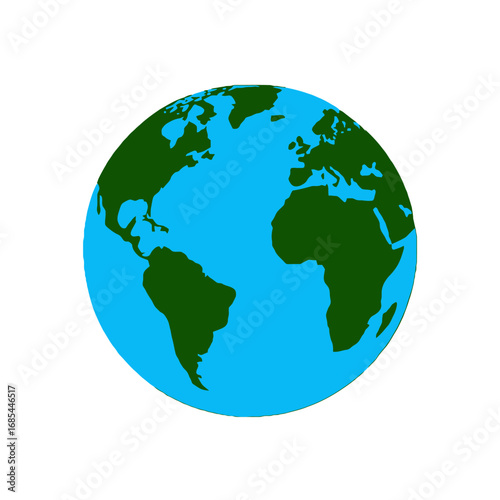 Vector art of stylized illustration of planet earth showing continents of africa, europe, and south america